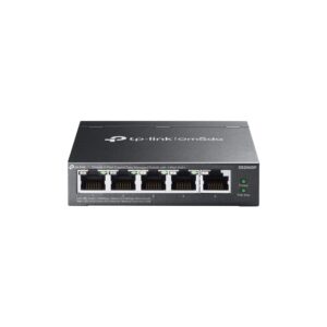 TP-Link Switch menedzselt Layer2 5 port · 5x 1GbE · PoE teljesítmény 65 watt · 4x PoE at  · ventilátor nélküli, Omada · ES205PG