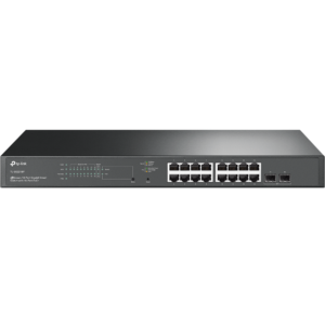 TP-Link Switch intelligens menedzselt Layer2 18 port · 16x 1GbE · PoE teljesítmény 150W · 2x SFP · 19"  · Omada  · SG2218P