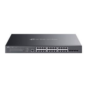 TP-Link Switch menedzselt Layer2+ 28 port · 24x 1GbE · 4x SFP+ · PoE teljesítmény 500 watt · 24x PoE at  · 19 ·  · Omada · SG3428XMPP