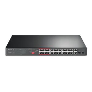 TP-Link - TL-SL1226P - 24 portos 10/100 Mbps + 2 portos Gigabit Rackmount Switch 24 portos PoE+ csatlakozóval
