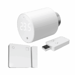 Shelly · Plug & Play · "Könnyű fűtés kezdőkészlet" · 1x Blu termosztát szelep · 1x Blu ajtóablak · 1x Blu átjáró