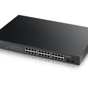 Zyxel Switch intelligensen menedzselt Layer2 26 portos • 24x 1 GbE • PoE Költségvetés 170 Watt • 24x PoE • 2x SFP • 19" • GS1900-24HPV2