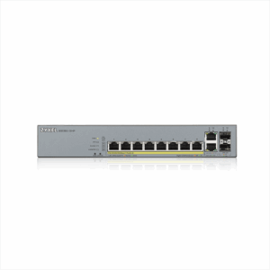 Zyxel Switch intelligensen menedzselt Layer2 12 portos • 10x 1 GbE • PoE Költségvetés 130 Watt • 8x PoE • 2x SFP • 19" • GS1350-12HP