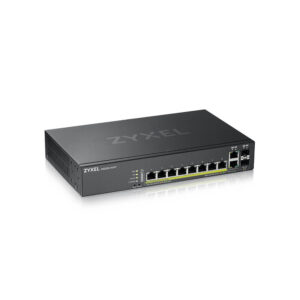 Zyxel Switch teljes körűen menedzselt Layer2+ 10 portos • 8x 1 GbE • PoE Költségvetés 180 Watt • 8x PoE • 2x 1 Gb kombinált • 19" • NebulaFlex Pro • GS2220-10HP