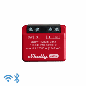 Shelly · Süllyesztett · "1PM Mini Gen. 3" · Relé · Max. 8A · 1 csatorna · Mérési funkció · WLAN · BT