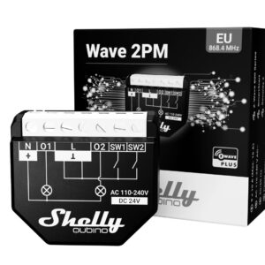 Shelly · Süllyesztett · "Wave 2PM" · Relé · Max. 16A · 2 csatorna · Mérési funkció · Z-Wave