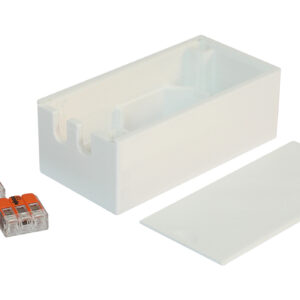 Shelly tartozékok / ház Shelly-PLUS sorozathoz kiegészítővel, 3 db WAGO 221-413 csatlakozóval