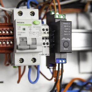 Shelly · DIN sín · "Pro 2PM" · Relé · max. 25A · 1 fázis · 2 csatorna · Mérési funkció · WLAN · LAN · BT